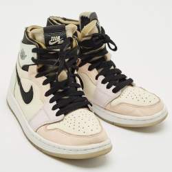 Pre Owned Air Jordans Multicolor Leather Jordan 1 High Zoom Air CMFT Easter Sneakers Size 38.5