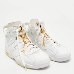 مملوكة مسبقًا Air Jordans White Leather Jordan 6 High Top Sneakers Size 40