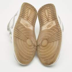 Pre Owned Air Jordans Grey/White Leather Air Jordan 1 SE Lace Up Sneakers Size 40.5