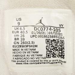 Pre Owned Air Jordans Grey/White Leather Air Jordan 1 SE Lace Up Sneakers Size 40.5