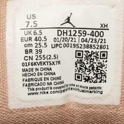 Pre Owned Air Jordans Blue Denim and Durabuck Leather Jordan 1 Low SE Sneakers Size 40.5