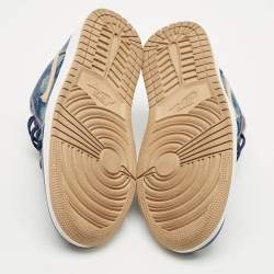 Pre Owned Air Jordans Blue Denim and Durabuck Leather Jordan 1 Low SE Sneakers Size 40.5