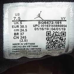 Pre Owned Air Jordans Black/White Leather Jordan 1 Mid Reverse Black Toe Sneakers Size 38.5