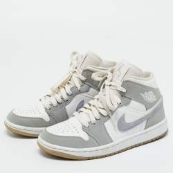 Pre Owned Air Jordans Multicolor Leather Air Jordan 1 High Top Sneakers Size 36.5