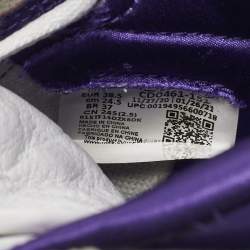 Pre Owned Air Jordans White/Purple Leather Air Jordan 1 High Top Sneakers Size 38.5