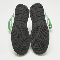Pre Owned Air Jordans Green/White Leather Jordan 1 Retro High Top Sneakers Size 38