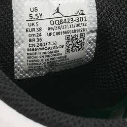 Pre Owned Air Jordans Green/White Leather Jordan 1 Retro High Top Sneakers Size 38