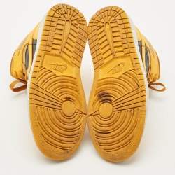 Pre Owned Air Jordans Multicolor Leather Jordan 1 Mid Chutney Taxi Sneakers Size 37.5