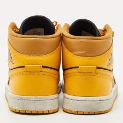 Pre Owned Air Jordans Multicolor Leather Jordan 1 Mid Chutney Taxi Sneakers Size 37.5