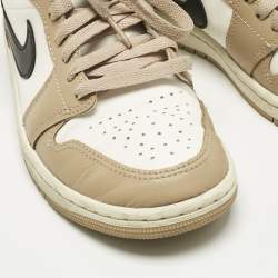 Pre Owned Air Jordans Multicolor Leather Jordan 1 Mid SE Desert Sail Sneakers Size 37.5