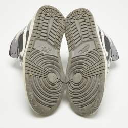 Pre Owned Air Jordans Multicolor Leather Jordan 1 Mid Cement Grey Sneakers Size 37.5