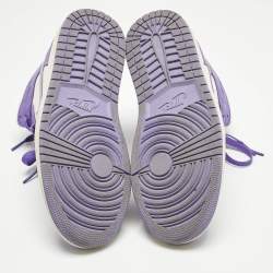 Pre Owned Air Jordans Multicolor Leather Jordan 1 Mid Action Grape Sneakers Size 40