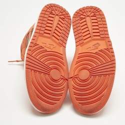 Pre Owned Air Jordans Multicolor Leather Jordan 1 Mid SE Rush Orange Crimson Bliss Sneakers Size 37.5