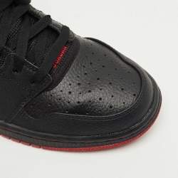 Pre Owned حذاء رياضي أير جوردان 1 عنق عالي جلد وشبكي أسود مقاس 43