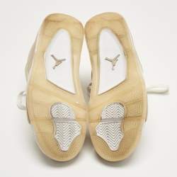 Pre Owned Air Jordans Beige Durabuck Leather Jordan 4 Retro Shimmer Sneakers Size 38.5