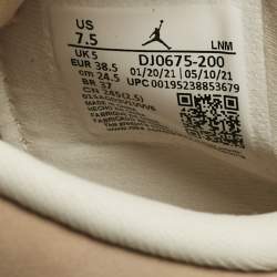 Pre Owned Air Jordans Beige Durabuck Leather Jordan 4 Retro Shimmer Sneakers Size 38.5