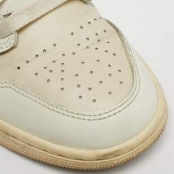 Pre Owned Air Jordans White/Beige Leather Air Jordan 1 High Top Sneakers Size 38