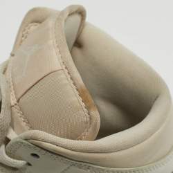 Pre Owned Air Jordans White/Beige Leather Air Jordan 1 High Top Sneakers Size 38