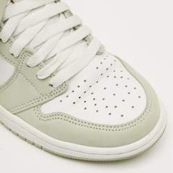 Pre Owned Air Jordans Green/White Leather Jordan 1 Retro High OG Seafoam Sneakers Size 37.5