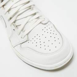 Pre Owned Air Jordans White Leather Air Jordan 1 High Top Sneakers Size 41