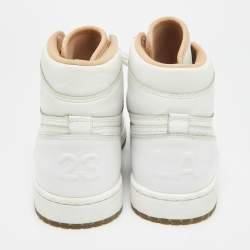 Pre Owned Air Jordans White Leather Air Jordan 1 High Top Sneakers Size 41