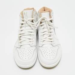 Pre Owned Air Jordans White Leather Air Jordan 1 High Top Sneakers Size 41