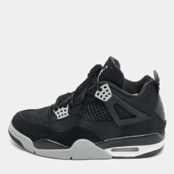 Pre Owned Air Jordans Black Denim and Rubber Jordan 4 High Top Sneakers Size 38