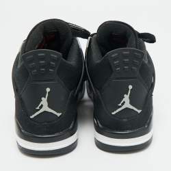 Pre Owned Air Jordans Black Denim and Rubber Jordan 4 High Top Sneakers Size 38
