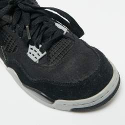 Pre Owned Air Jordans Black Denim and Rubber Jordan 4 High Top Sneakers Size 38