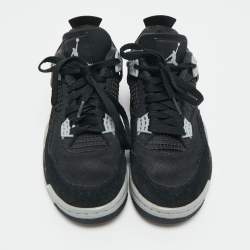Pre Owned Air Jordans Black Denim and Rubber Jordan 4 High Top Sneakers Size 38