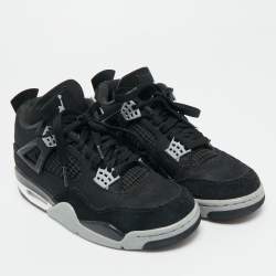 Pre Owned Air Jordans Black Denim and Rubber Jordan 4 High Top Sneakers Size 38
