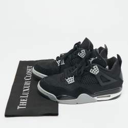 Pre Owned Air Jordans Black Denim and Rubber Jordan 4 High Top Sneakers Size 38