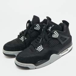 Pre Owned Air Jordans Black Denim and Rubber Jordan 4 High Top Sneakers Size 38