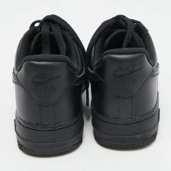 Pre Owned Air Jordans Black Leather Air Force 1 Lace Up Sneakers Size 36