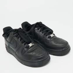 Pre Owned Air Jordans Black Leather Air Force 1 Lace Up Sneakers Size 36