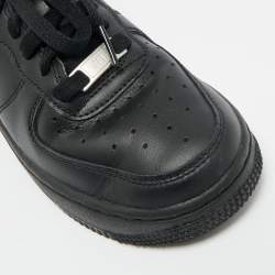 Pre Owned Air Jordans Black Leather Air Force 1 Lace Up Sneakers Size 36
