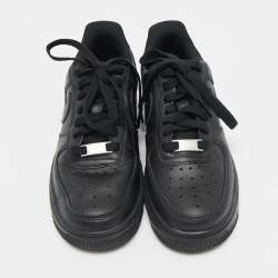 Pre Owned Air Jordans Black Leather Air Force 1 Lace Up Sneakers Size 36