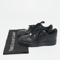 Pre Owned Air Jordans Black Leather Air Force 1 Lace Up Sneakers Size 36