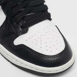 Pre Owned Air Jordans Black/White Leather Air Jordan 1 High Top Sneakers Size 36