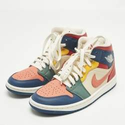 Pre Owned Air Jordans Multicolor Leather Air Jordan 1 High Top Sneakers Size 38.5