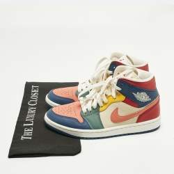 Pre Owned Air Jordans Multicolor Leather Air Jordan 1 High Top Sneakers Size 38.5