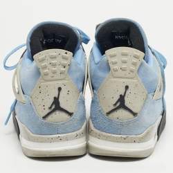 مملوكة مسبقًا حذاء رياضي نايك اير جوردن جوردن 4 ريترو ميد نايت نيفي جلد أبيض مقاس 41