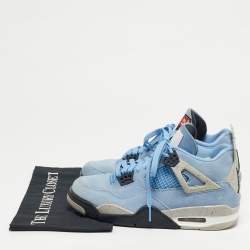 مملوكة مسبقًا حذاء ري�اضي نايك اير جوردن جوردن 4 ريترو ميد نايت نيفي جلد أبيض مقاس 41