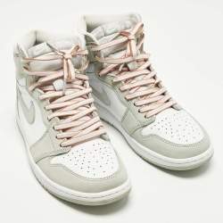 Pre Owned حذاء رياضي آير جوردانز جلد جوردان 1 ريترو عنق مرتفع أبيض/موف مقاس 39