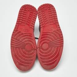 Pre Owned Air Jordans jordan 1 Size 45 Red/Black Leather Lace Up Sneakers