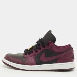 Pre Owned Air Jordans Jordan 1 Dark Beetroot Size 44.5 Burgundy/Black Leather and Satin Low Top Sneakers