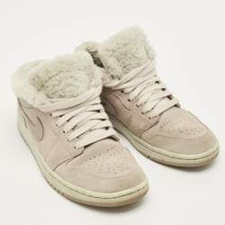 Pre Owned حذاء رياضي آير جوردانز 1 هايتوب جلد أسود/أخضر داكن مقاس 42.5