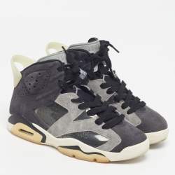 مملوكة مسبقًا Air Jordans Jordan 6 Retro Tech Chrome Size 37.5 Grey Suede and PVC High Top Sneakers