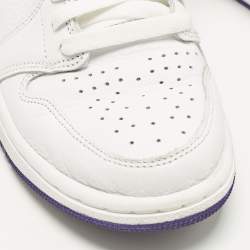 Pre Owned Air Jordans Jordan 1 Retro Court Purple Size 38.5 White/Purple Leather High Top Sneakers