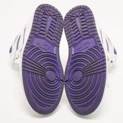 Pre Owned Air Jordans Jordan 1 Retro Court Purple Size 38.5 White/Purple Leather High Top Sneakers